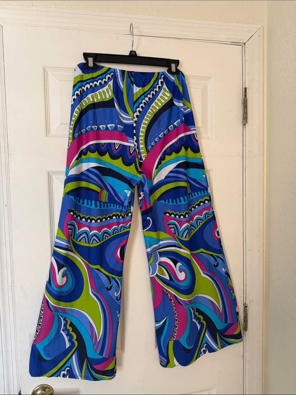 Tara Grinna Size L Vibrant Abstract Palazzo Pants Resort Cover-Up Made in USA - Picture 6 of 6